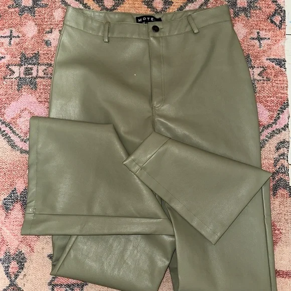 MOTEL ROCKS ZOVEN PANTS PU SAGE - Picture 2 of 3